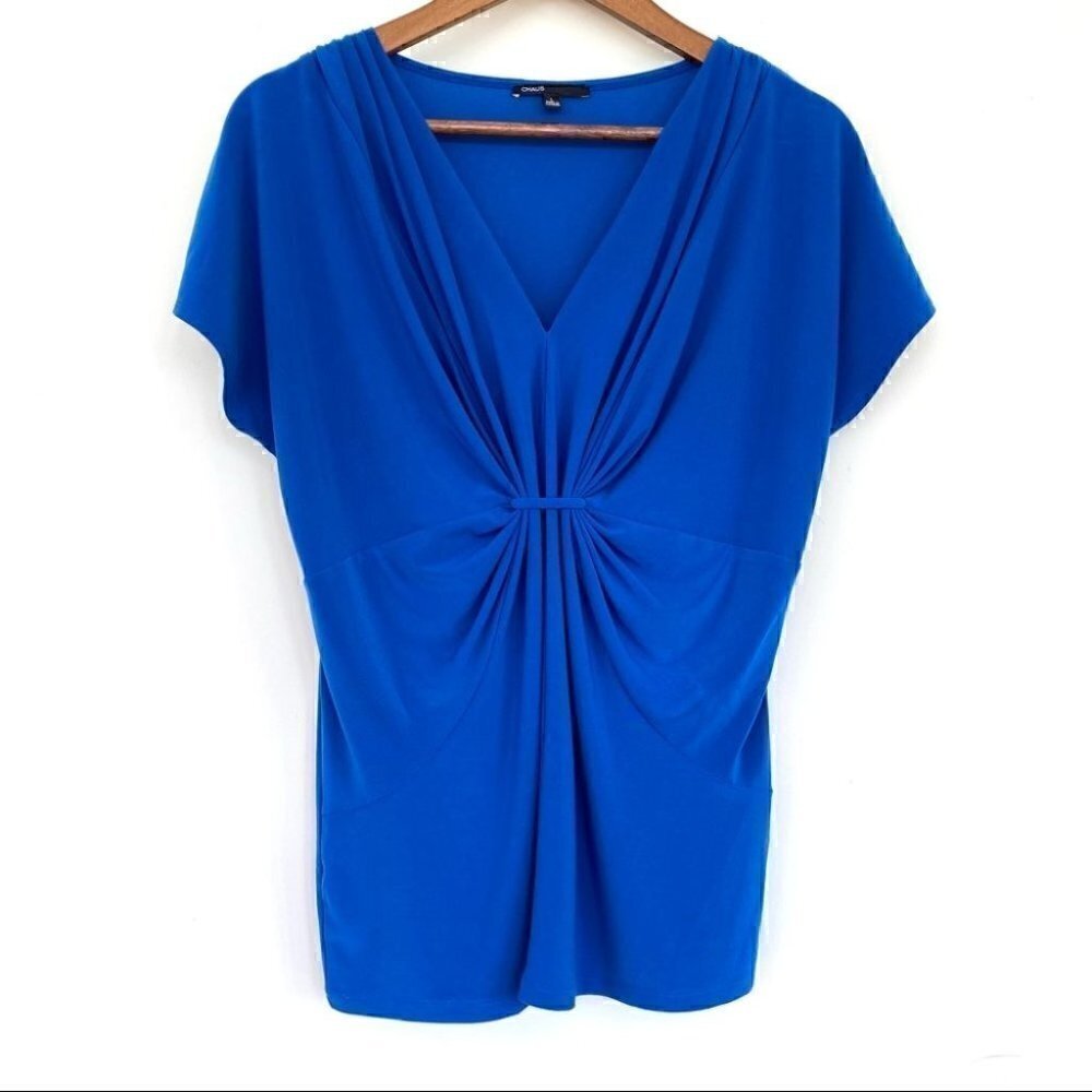 Chaus top, empire waisted with dolman cut sleeves, v-neck and draping